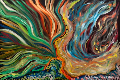 An abstract oil painting that was photographed for artwork reproduction Example of Artwork Reproduction