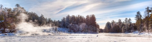 waterfall panorama in freezing weather