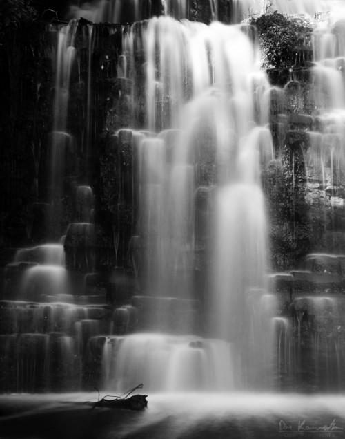 black & white cascade tall waterfall