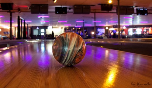 Kempview Bowl now has a suite of characteristic images so customers can see the atmosphere before they arrive. Bowling ball rolling down alley