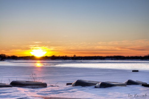 winter sunset over a lake